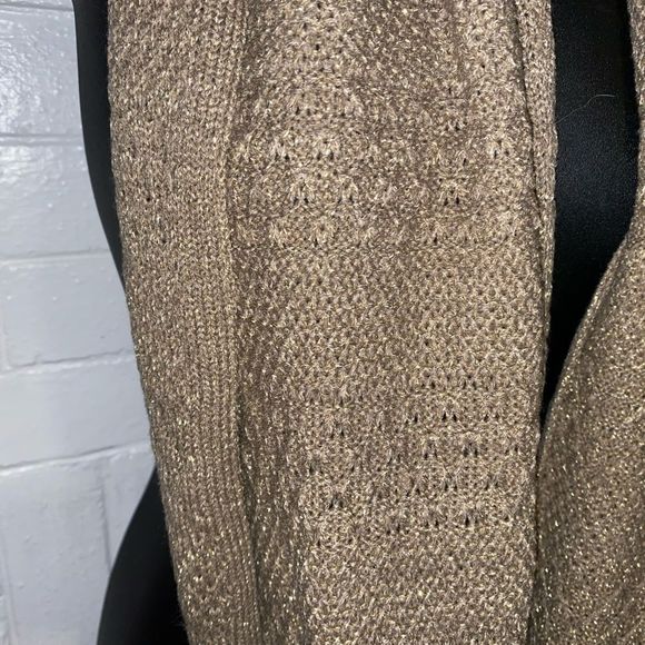 New York & Company Taupe / Beige Infinity Scarf with Metallic Gold thread Detail - Picture 6 of 6